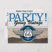 丘の上 – ルート66 – ヴィンテージ車 – SRF 招待状 (正面/裏面)