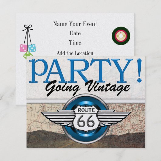 丘の上 – ルート66 招待状 (正面/裏面)