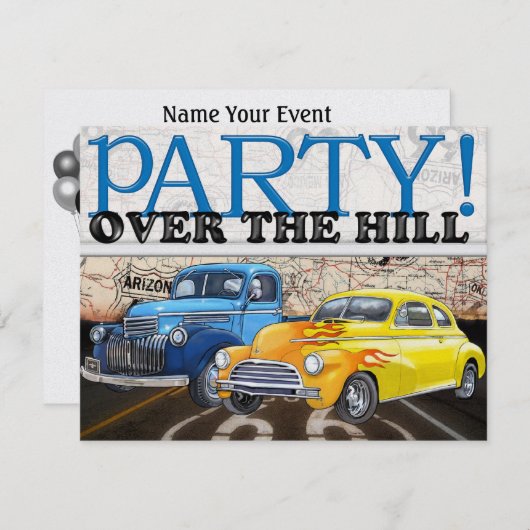 丘の上 – ヴィンテージ車 – SRF 招待状 (正面/裏面)