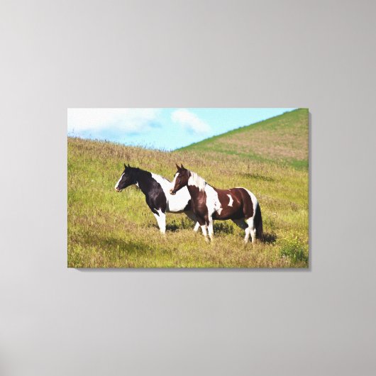 丘の中腹の馬 キャンバスプリント (正面)