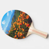 丘の中腹を覆うカリフォルニアのケシ 卓球ラケット (横)