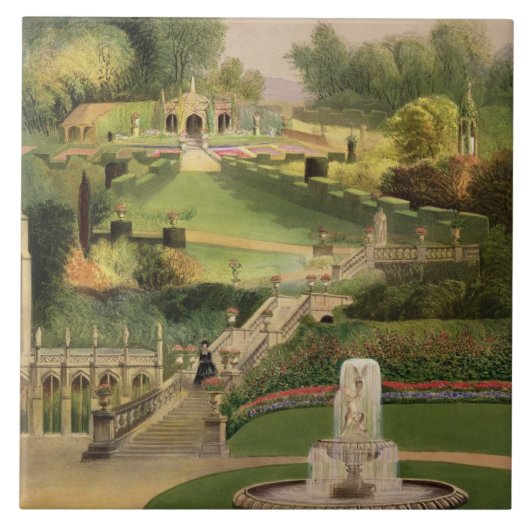 丘の側面、「Tからの城Combeの庭、 タイル (正面)