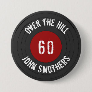 丘の名上のエイジビニールロックNロール記録 缶バッジ