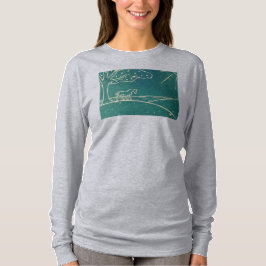 丘の女性運動長袖のTシャツの馬 Tシャツ