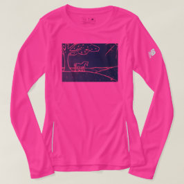 丘の女性運動長袖のTシャツの馬 Tシャツ