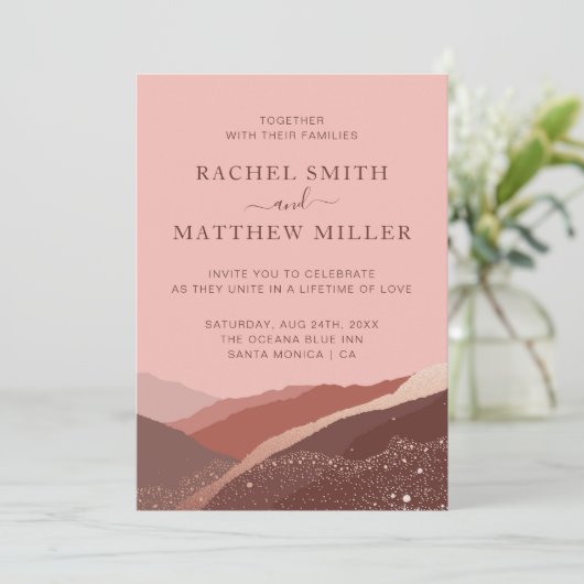 丘の山の中に日没バラピンクの埃のinvi 招待状 (スタンド正面)