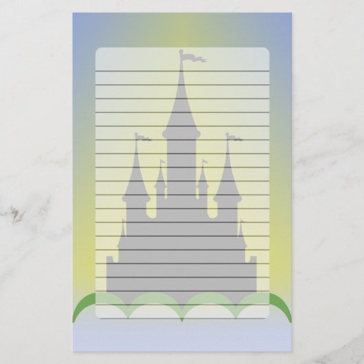 丘の明るい空の昼間の夢みるような城 便箋 (正面)