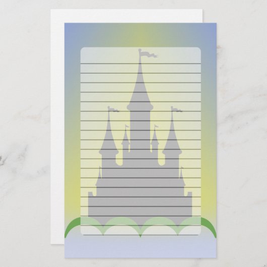 丘の明るい空の昼間の夢みるような城 便箋 (正面/裏面)