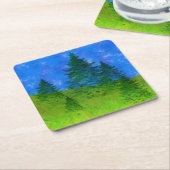 丘の木 スクエアペーパーコースター (アングル)