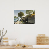 丘の湖のロッキーの入り江 ポスター (キッチン)