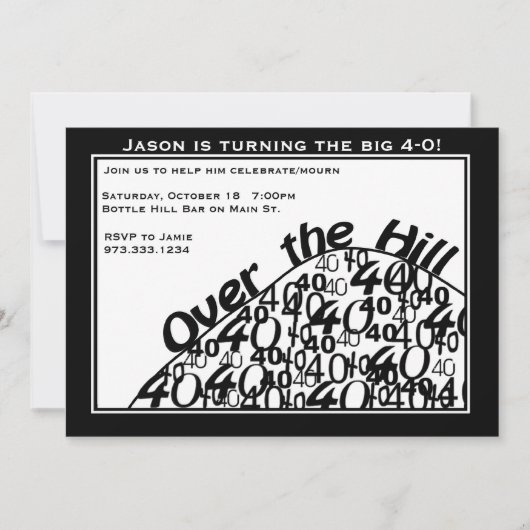 丘の第40誕生日のパーティの招待状に 招待状 (正面)