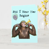 丘の誕生日にわたるおもしろいなチンパンジー カード (黄色い花)