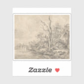 丘の足の川のそばの死んだ木 シール (シート)