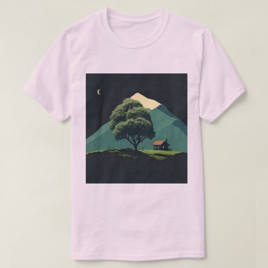 "丘の間のコテージ" Tシャツ (デザイン正面)