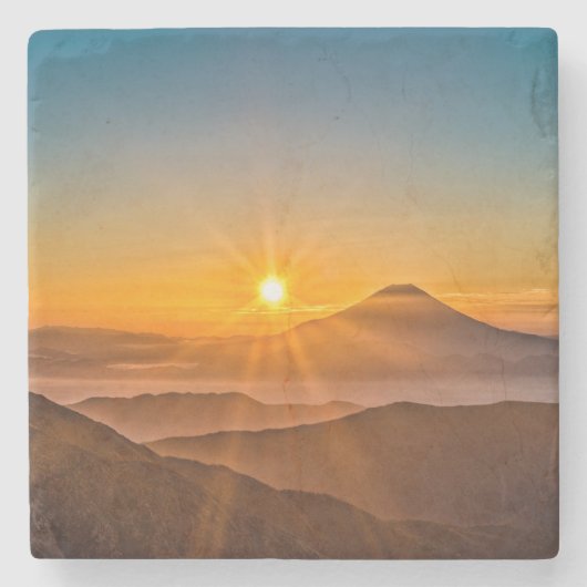 丘の間の日の出 ストーンコースター (正面)