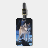 丘の麓の灰色のオオカミ、カニスループス ラゲッジタグ (正面縦)