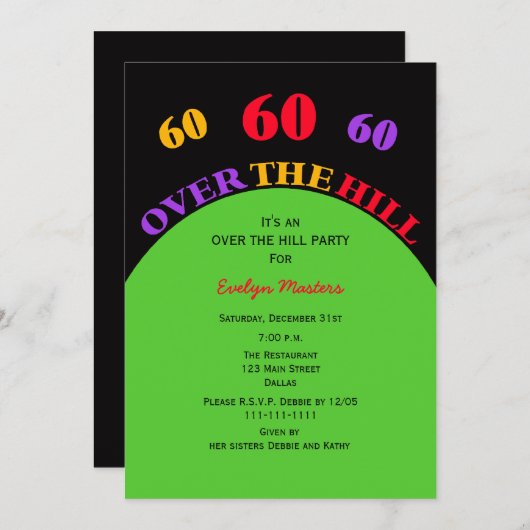 丘の60歳の誕生日パーティーの招待状 招待状 (正面/裏面)