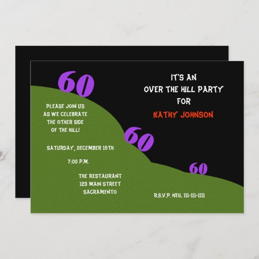 丘の60th誕生日パーティー招待状 招待状 (正面/裏面)