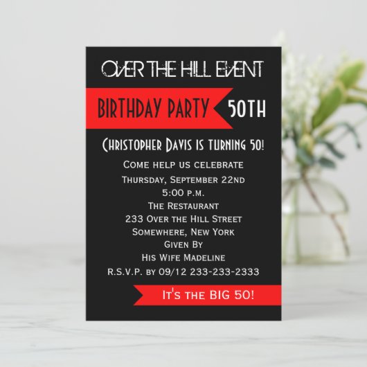 丘を越えて50歳の誕生日パーティーの招待状 招待状 (スタンド正面)