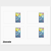 丘カラフル、植物とキツネ。 長方形シール (シート)