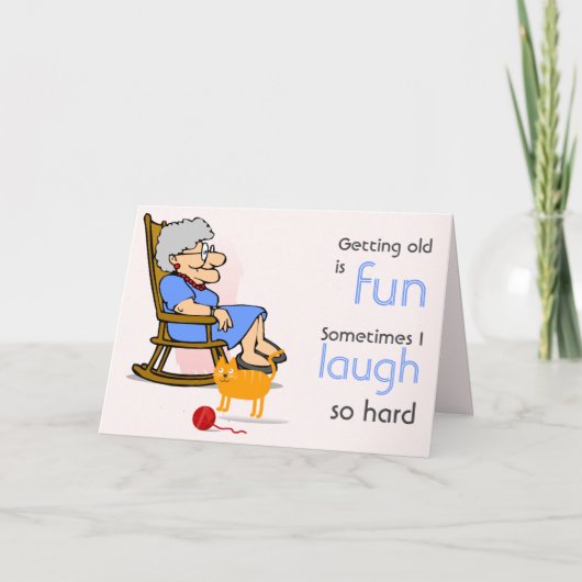 丘上のおもしろいな老化の老女 カード (正面)