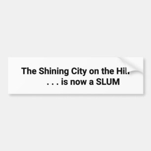 丘輝くの上の都市は今SLUMバンパー バンパーステッカー