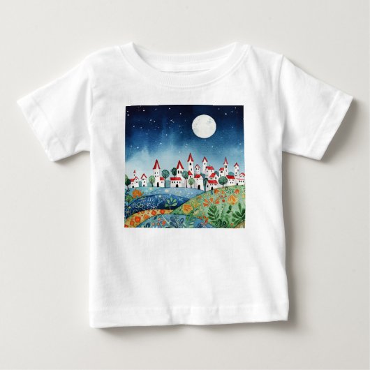 丘陵の小さな町 ベビーTシャツ (正面)