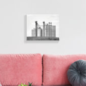 丘8x10の上の黒と白の穀物エレベーター キャンバスプリント (インサイチュ (リビング))