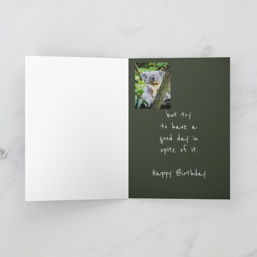 "丘"のにコアラの誕生日です カード (内部)