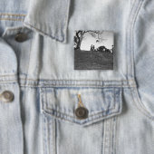 丘B&Wの凧を飛ばしている2人の男の子 缶バッジ (インサイチュ)