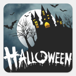 丘Spooktacularハロウィンのお化け屋敷 スクエアシール
