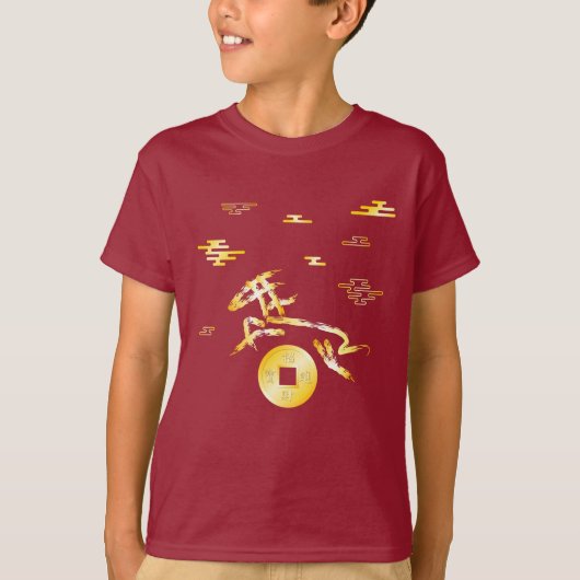 丙午2026年 4724年 赤い馬の干支の新年 Tシャツ (正面)