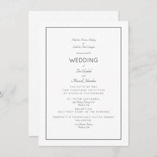 両エレガント結婚フォーマル方が両親の2会場を決定 招待状 (正面/裏面)