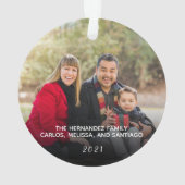 両カスタム面家族写真のクリスマスサー オーナメント (裏面)
