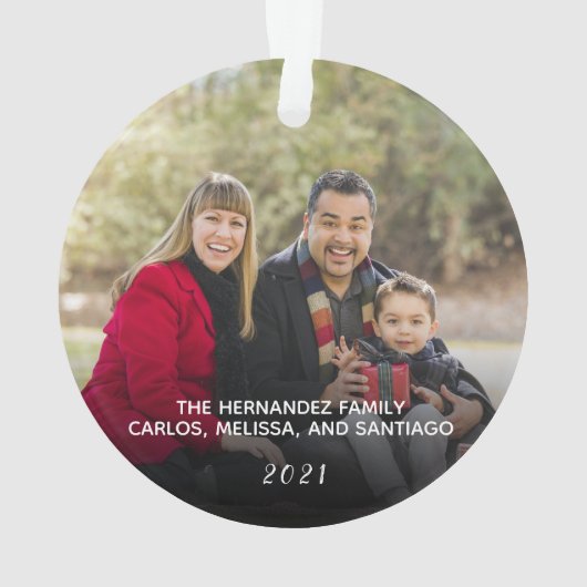 両カスタム面家族写真のクリスマスサー オーナメント (裏面)