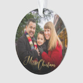 両カスタム面家族写真のクリスマスサー オーナメント (正面)