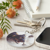 両パーソナライズされた面子犬のペットキーチェーン キーホルダー (正面右)