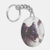 両パーソナライズされた面子犬のペットキーチェーン キーホルダー (正面左)