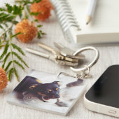 両パーソナライズされた面子犬のペットキーチェーン キーホルダー (正面右)