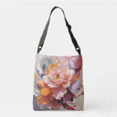 両側に美しい大きな花 クロスボディバッグ (裏面)