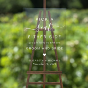 両側の座席を結婚選ぶ アクリルサイン