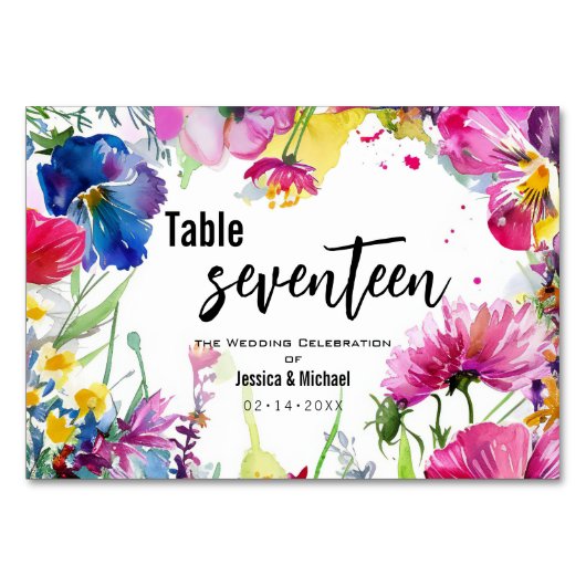 両側の水平メドウ開花 テーブルナンバー (正面)