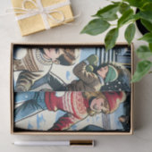 両側の雪合戦クリスマス 薄葉紙 (ギフト)