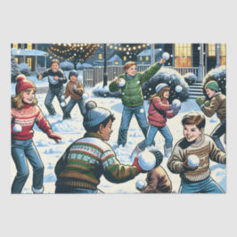 両側の雪合戦クリスマス 薄葉紙