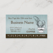 両側の青いコーヒーパンチカード ロイヤリティカード (裏面)