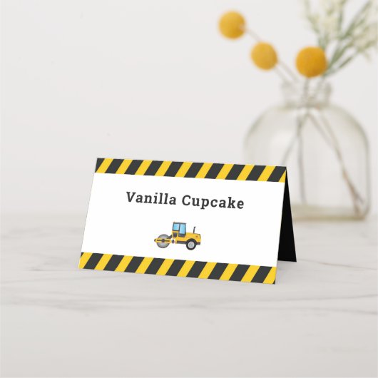 両側フード座席表かわいい建築トラック プレイスカード (正面)