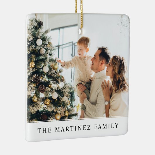 両側モダンファミリー名クリスマスフォト セラミックオーナメント (右)