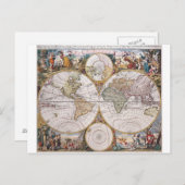 両半球の極マップ ポストカード (正面/裏面)