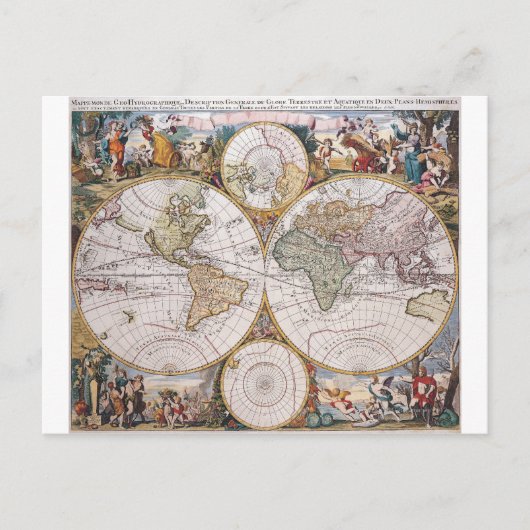 両半球の極マップ ポストカード (正面)