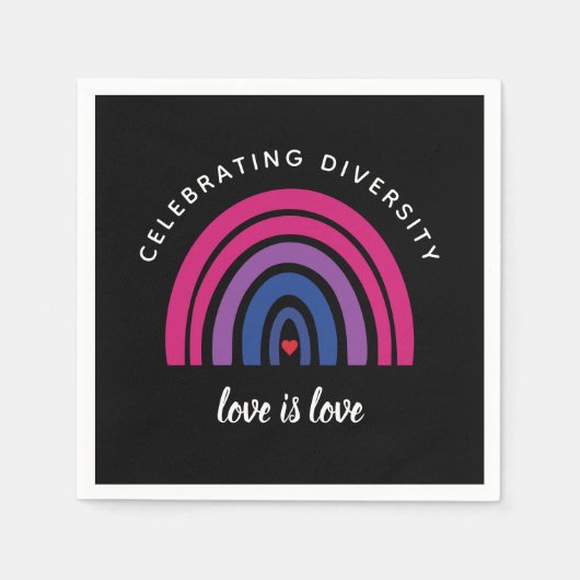両性プライド祝の多様性の愛は愛 スタンダードカクテルナプキン (正面)